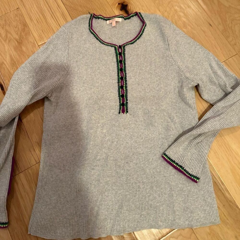 Lisa Todd Women's Grey and Pink Jumper